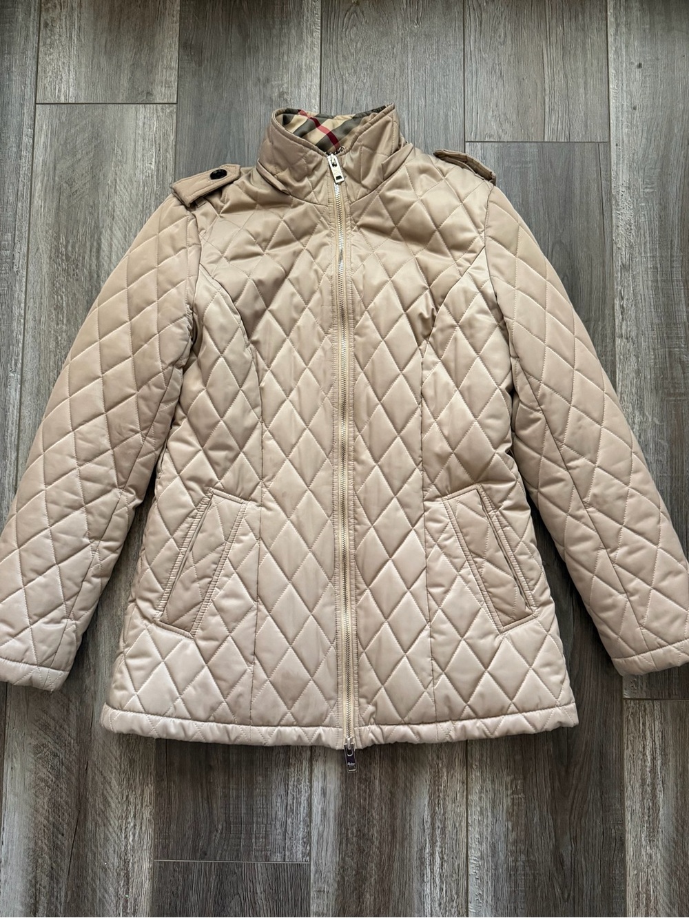 Burberry Quilted Light Beige Puffer Jacket